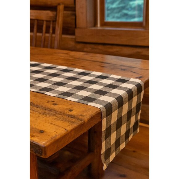 Gray & Cream Buffalo Checkered Cotton Table Runner 12x70 Inches Classic Farmhous - Picture 3 of 14